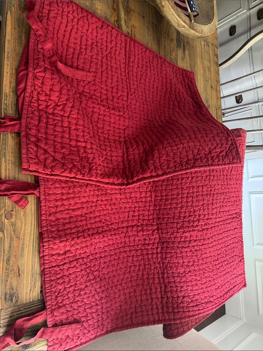 Pottery Barn Red pick stich Full/Queen with matching shams - Picture 5 of 5